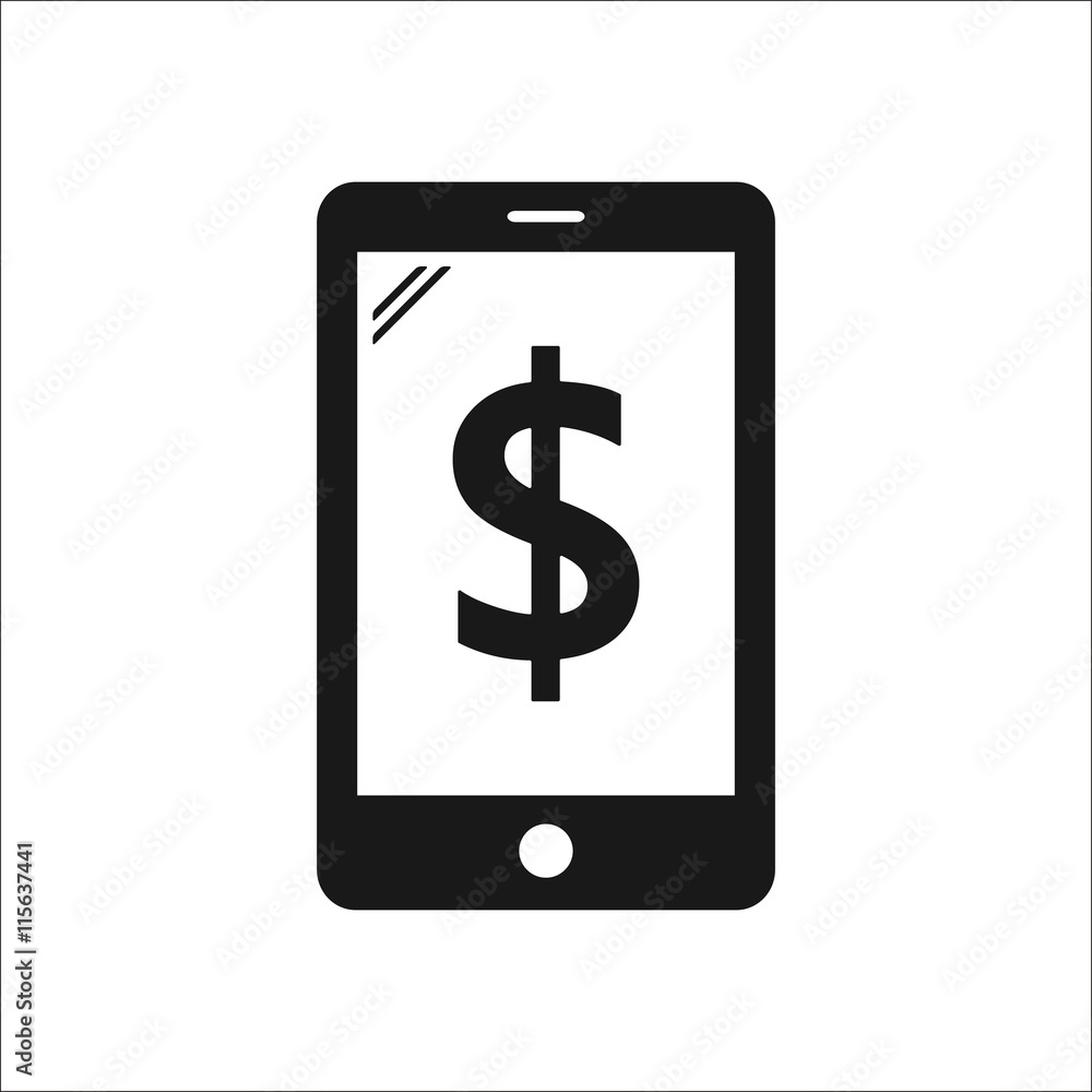 Online mobile bank money simple icon on background Online mobile bank money simple icon on background