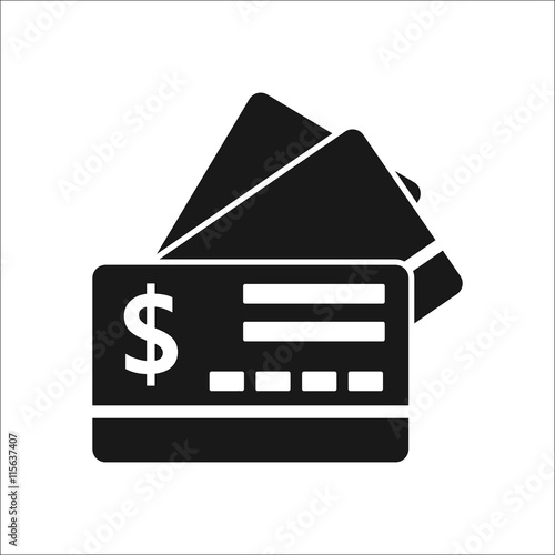 Bank credit cards simple icon on background