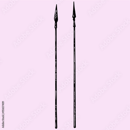 spear set doodle style sketch illustration hand drawn vector