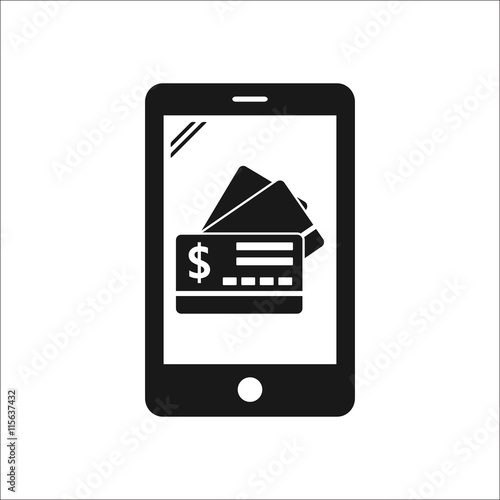 Bank credit cards online banking simple icon on background