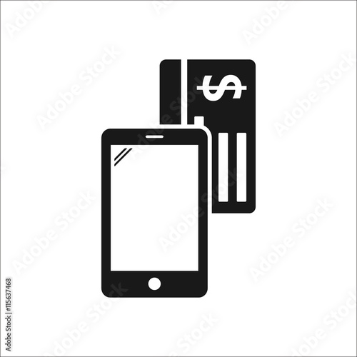 Online mobile payment transaction simple icon on background