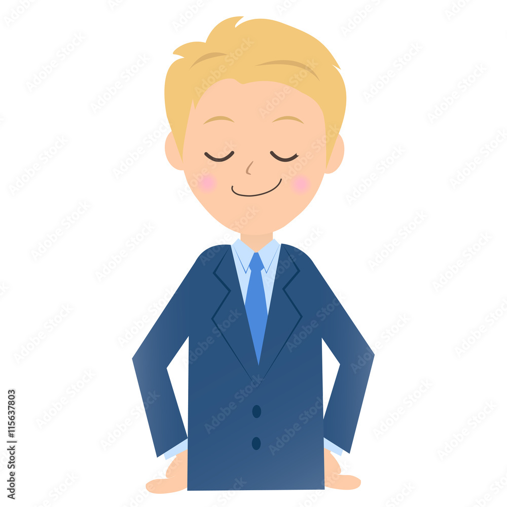 誇らしげなビジネスマン、男性会社員のイラスト素材 誇らしげなビジネスマン、男性会社員のイラスト素材