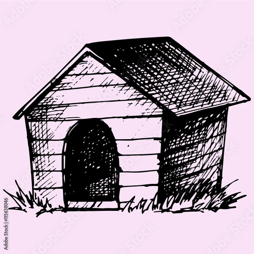 Doghouse doodle style sketch illustration hand drawn vector