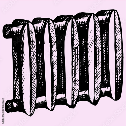cast iron radiator home doodle style sketch illustration hand drawn vector