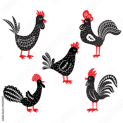 set of rooster