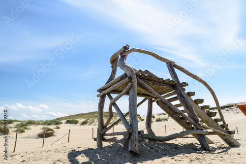 Wooden stairs in the desert