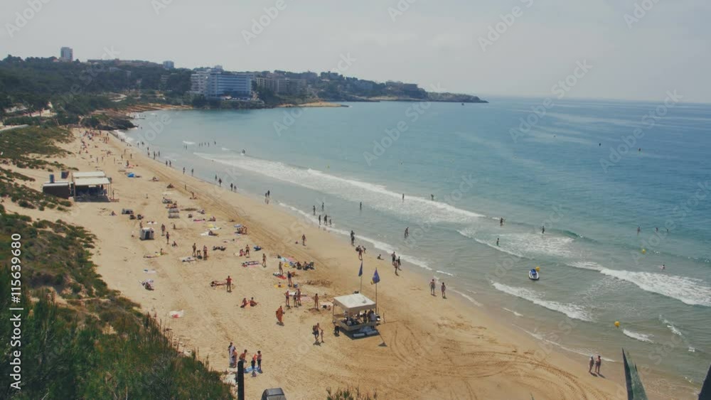 people activity on the beach at mediterranean sea people activity on the beach at mediterranean sea