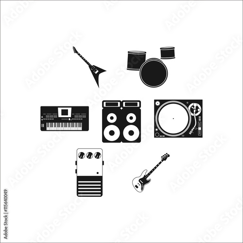 Rock instruments simple icon on background