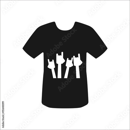 Festival t shirt with rock horns hands simple icon on background