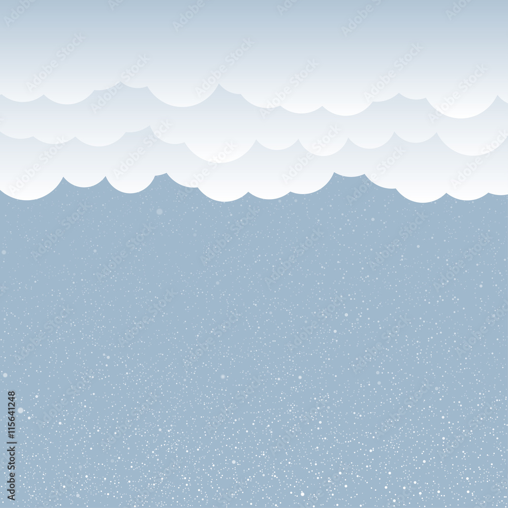 Vector paper clouds on a background of snow. Vector paper clouds on a background of snow.