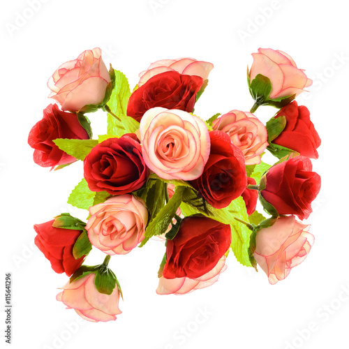 beautiful bright bouquet of roses on a white background