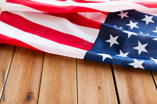 close up of american flag on wooden boards