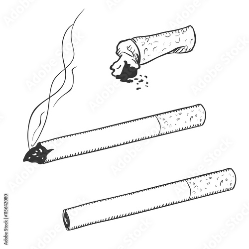 Vector Sketch Set of Cigarettes with Filter