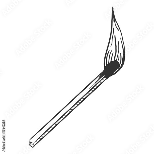 Vector Single Sketch Burning Matchstick
