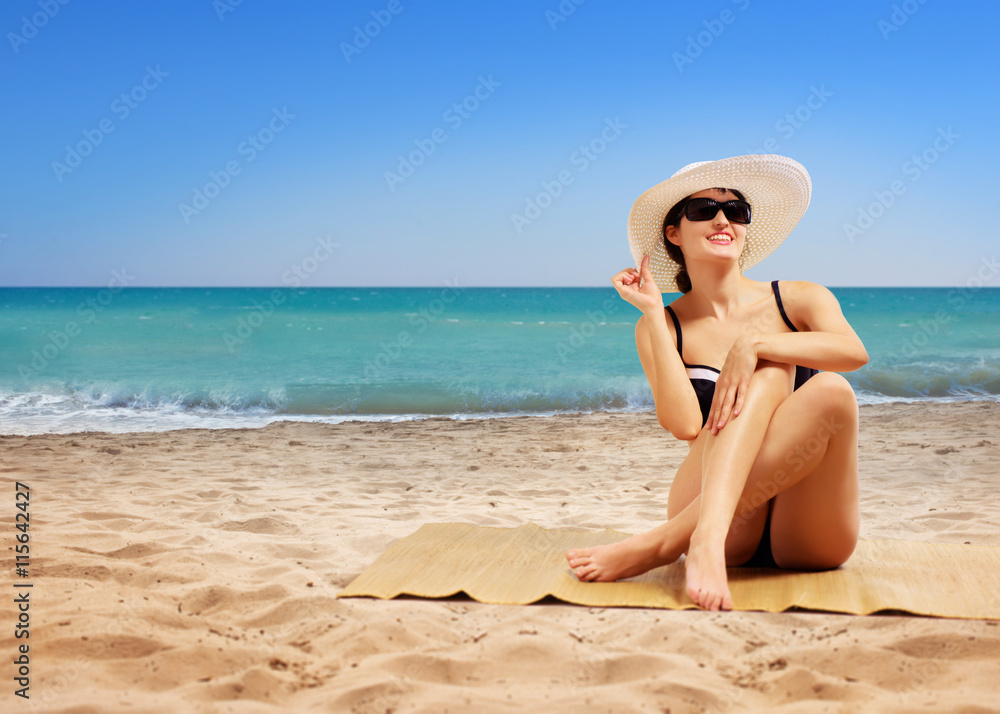 girl is relaxing on the beach