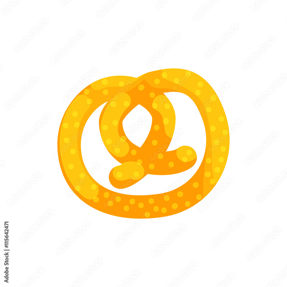 Pretzel icon in cartoon style on a white background Pretzel icon in cartoon style on a white background