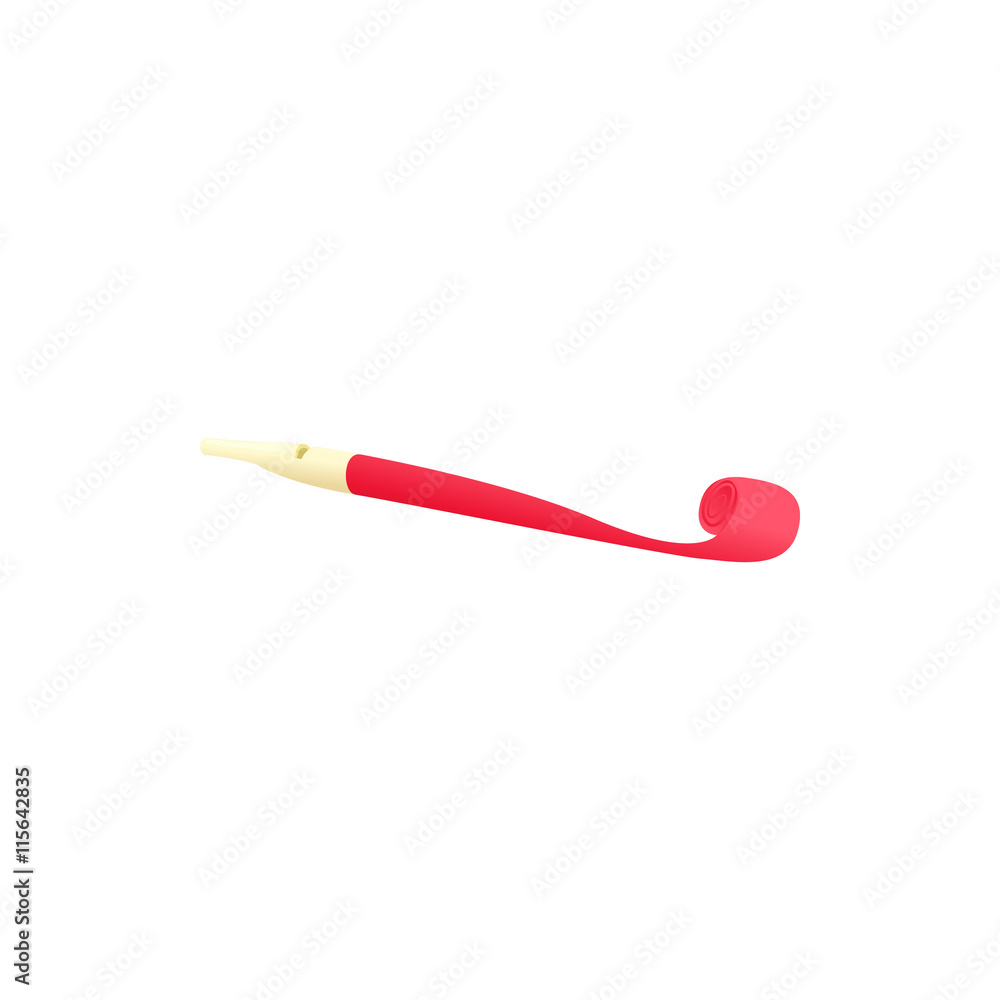 Red party blower icon in cartoon style on a white background Red party blower icon in cartoon style on a white background