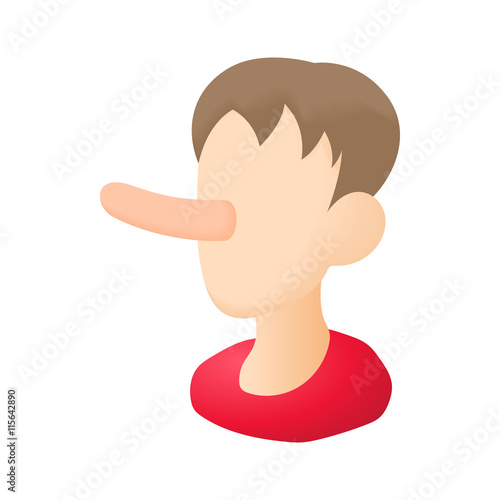 Man nose long icon in cartoon style on a white background
