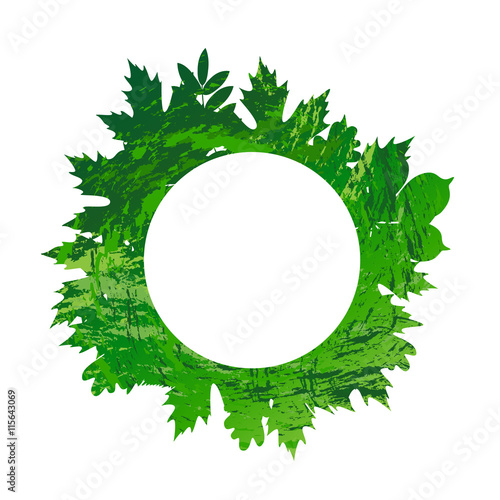 vector frame with colored spring leaves in grunge style