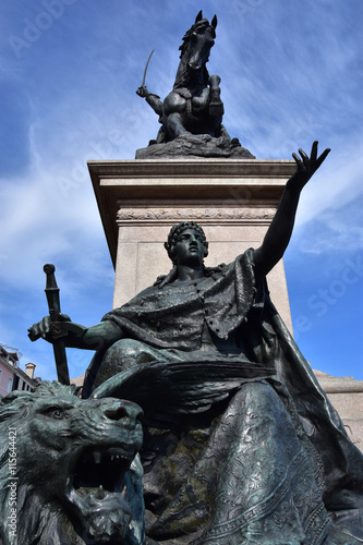 ronze statue symbolizes Venice freedom from foreign domination, part of Vittorio Emanuele king of Italy monument, made by sculptur Ferrari in 1887