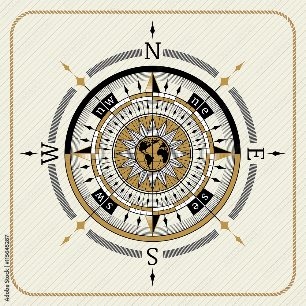Naklejka premium Nautical vintage compass 04