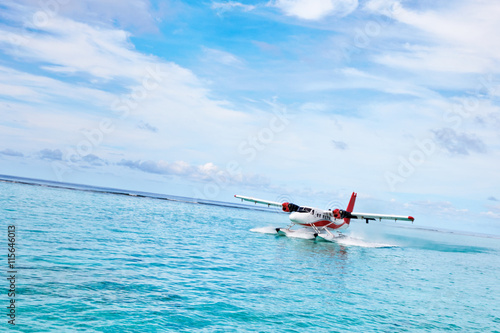 Photography hydroplane near the maldivian island