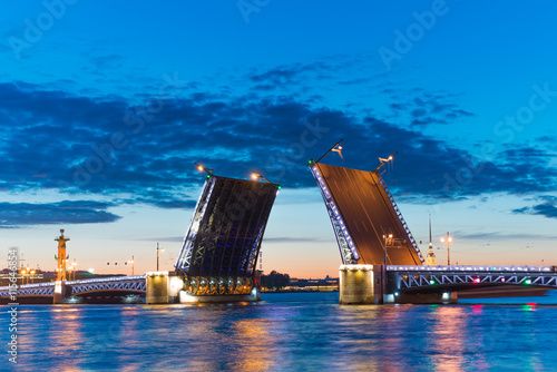 Night St .Petersburg, Russia , Palace Bridge and Peter and Paul Fortress