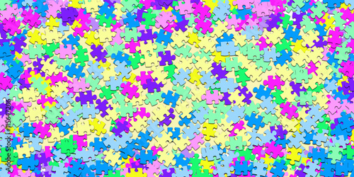 many puzzle pieces panorama