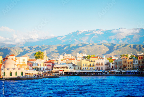 famouse venetian bay of Chania at sunny day, Crete Greece, toned © neirfy