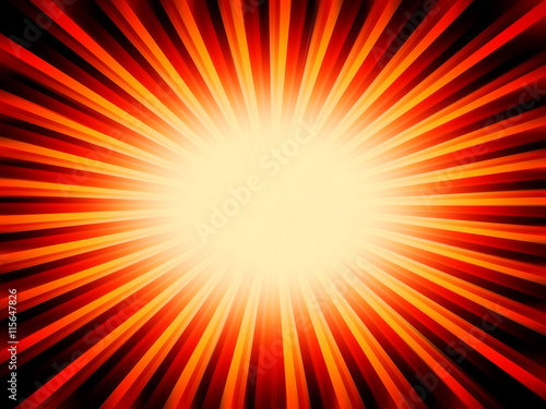 Radial orange sun rays abstract background
