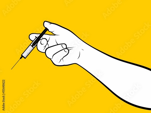 Hand using syringe