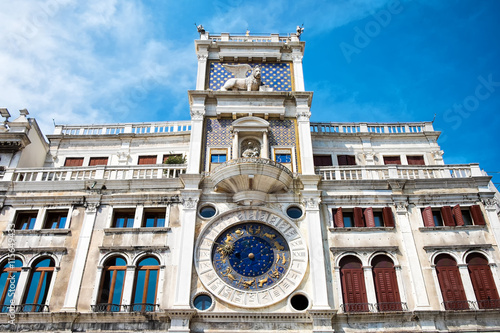 Astronomical clock tower with zodiac signs.Venice, Italy