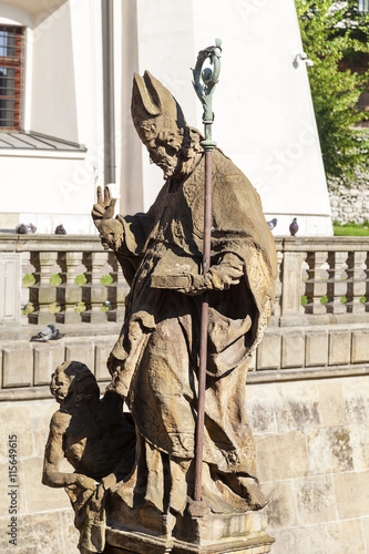  statue of Bishop  St Stanislaus , Church on Skalka, Krakow, Poland photo