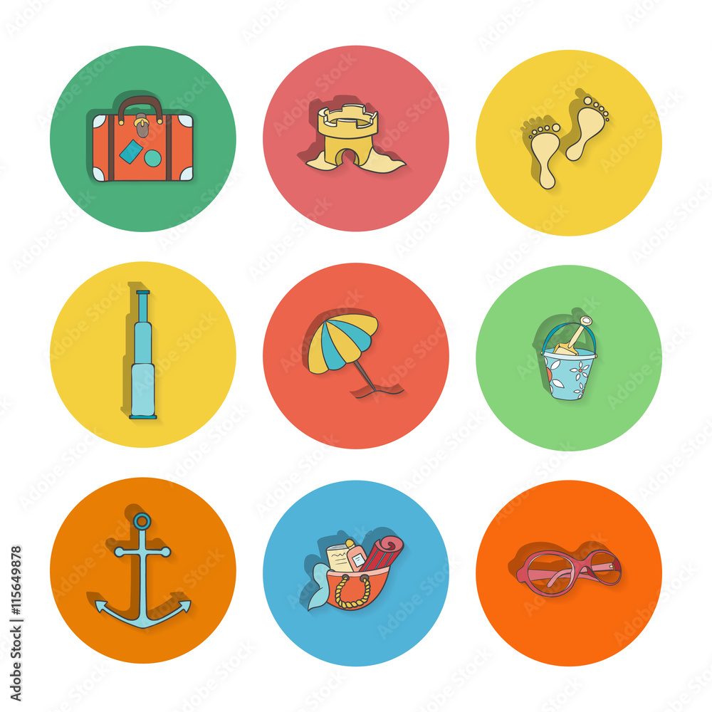 Summer hand drawn vector icons