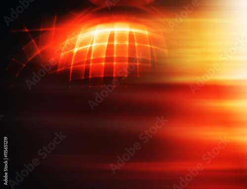 Horizontal 3d globe with blast abstract illustration background
