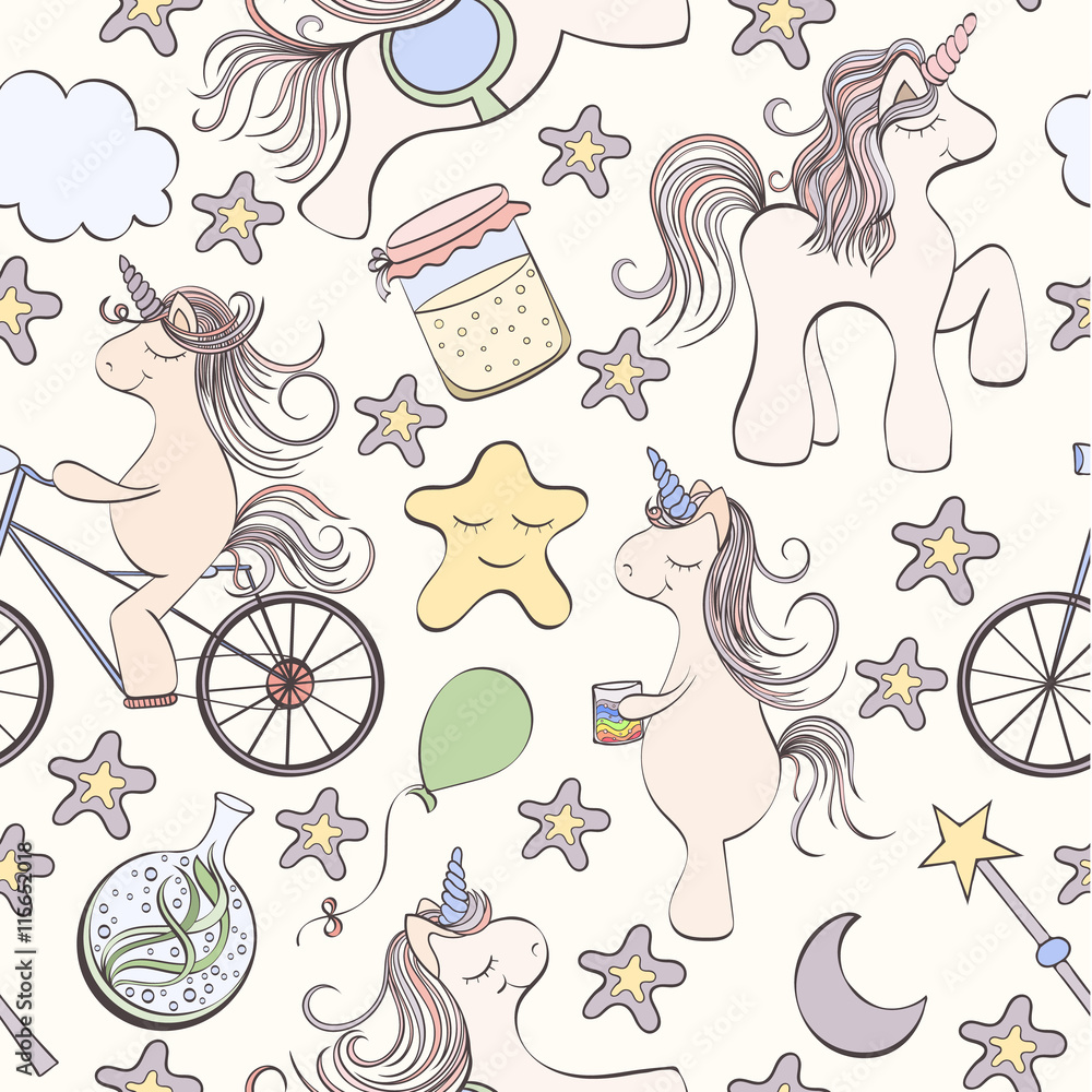 Fototapeta premium Seamless unicorn pattern