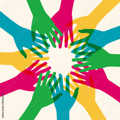 Bunte Hände Kreis Zusammenhalt