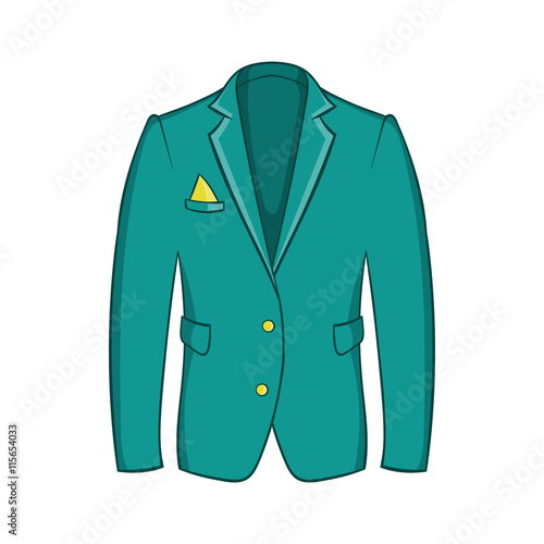 Mans green jacket icon in cartoon style isolated on white background. Clothing symbol