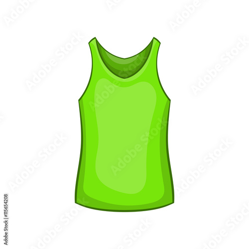 Green mens t-shirt icon in cartoon style isolated on white background. Clothing symbol