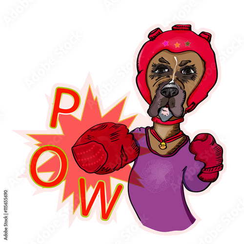 Dog boxer does blow. Vector