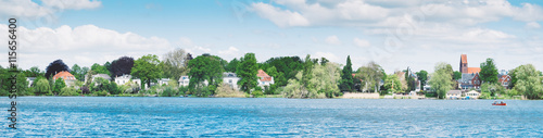 Wakenitz Panorama/Panorama mit Häusern am Ufer der Wakenitz photo