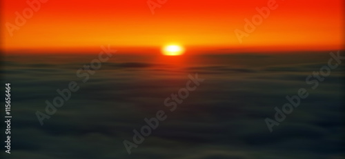 Horizontal vivid blurred sunset with clouds background