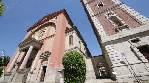 in italy lonate pozzolo  ancient   religion  building    for catholic and clock tower. photo