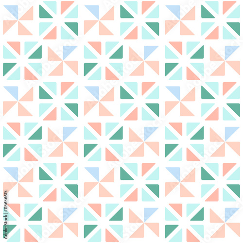 Seamless geometric pattern with red triangles on a white backgro