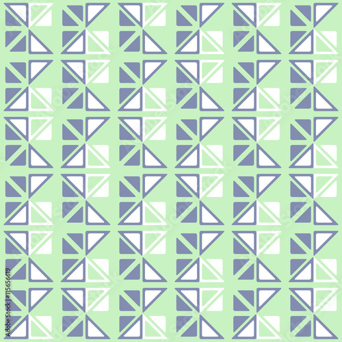 Seamless geometric pattern with triangles on a green background.