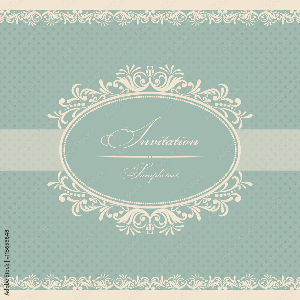 Wedding Invitation Card baroque blue and beige Wedding Invitation Card baroque blue and beige