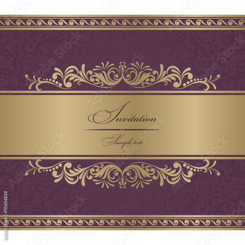 Wedding Invitation Card burgundy baroque