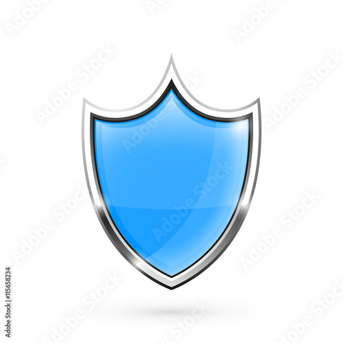 Vector blue shield with metal elements