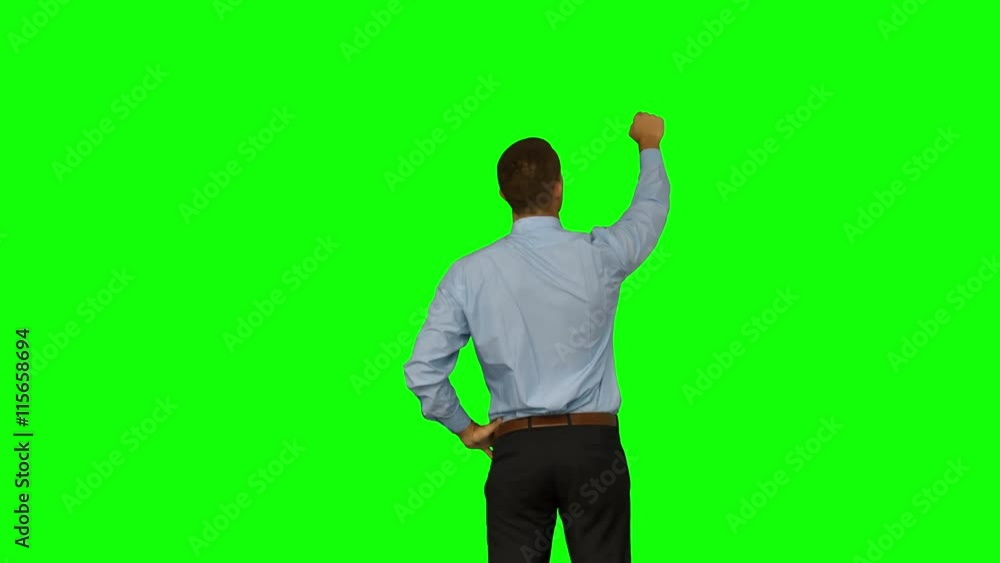 Businessman using touchscreen interface Businessman using touchscreen interface