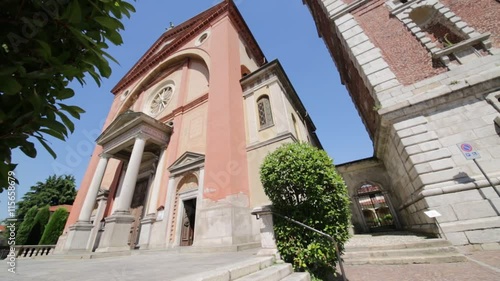 in italy lonate pozzolo  ancient   religion  building    for catholic and clock tower. photo